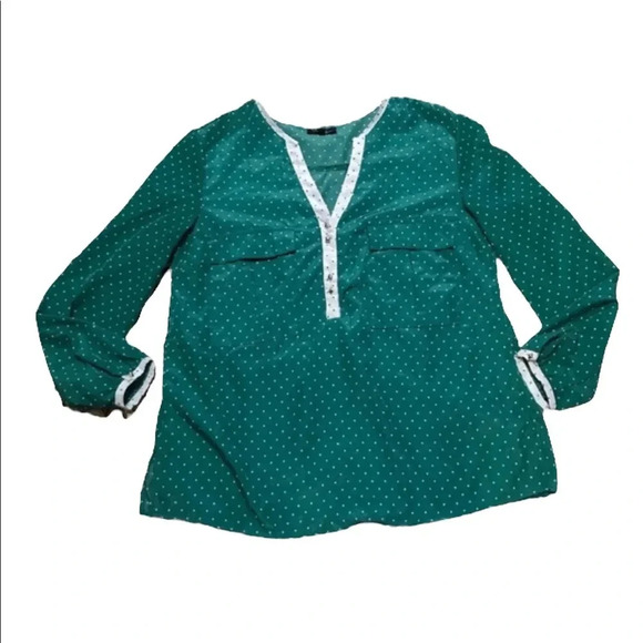 Antilia Femme Green White Polka-dot Long Sleeve Large - Picture 6 of 8